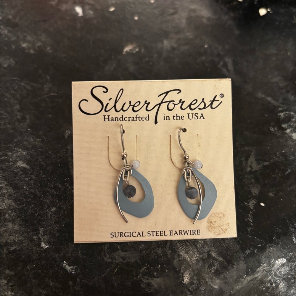 Silver Forest Gray and Silver Earrings